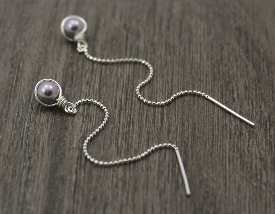 threader earrings in mauve