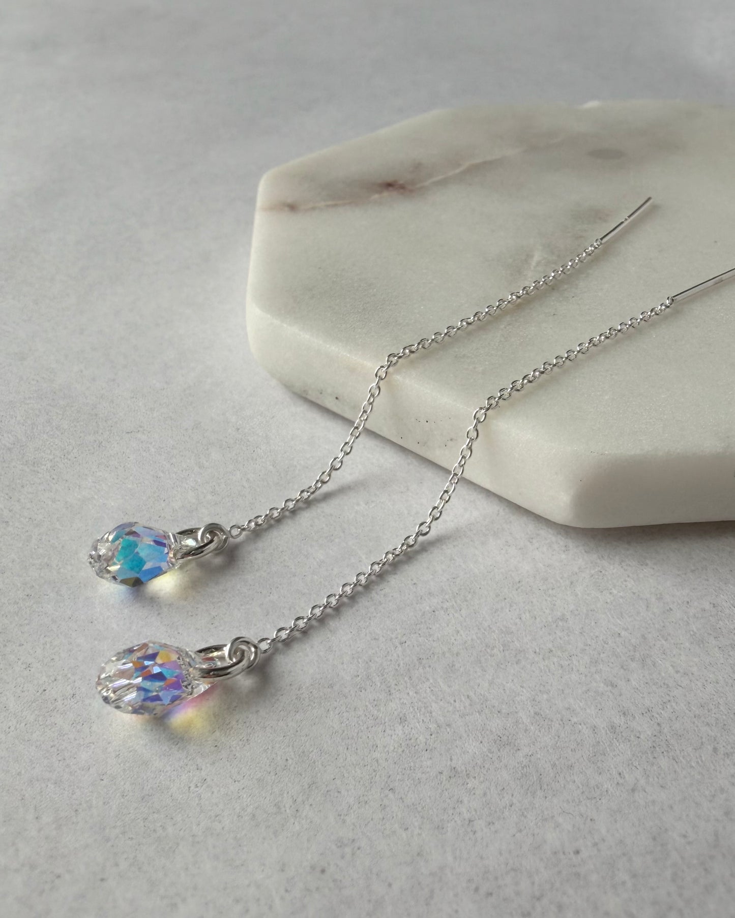 CRYSTAL TEARDROP THREADERS