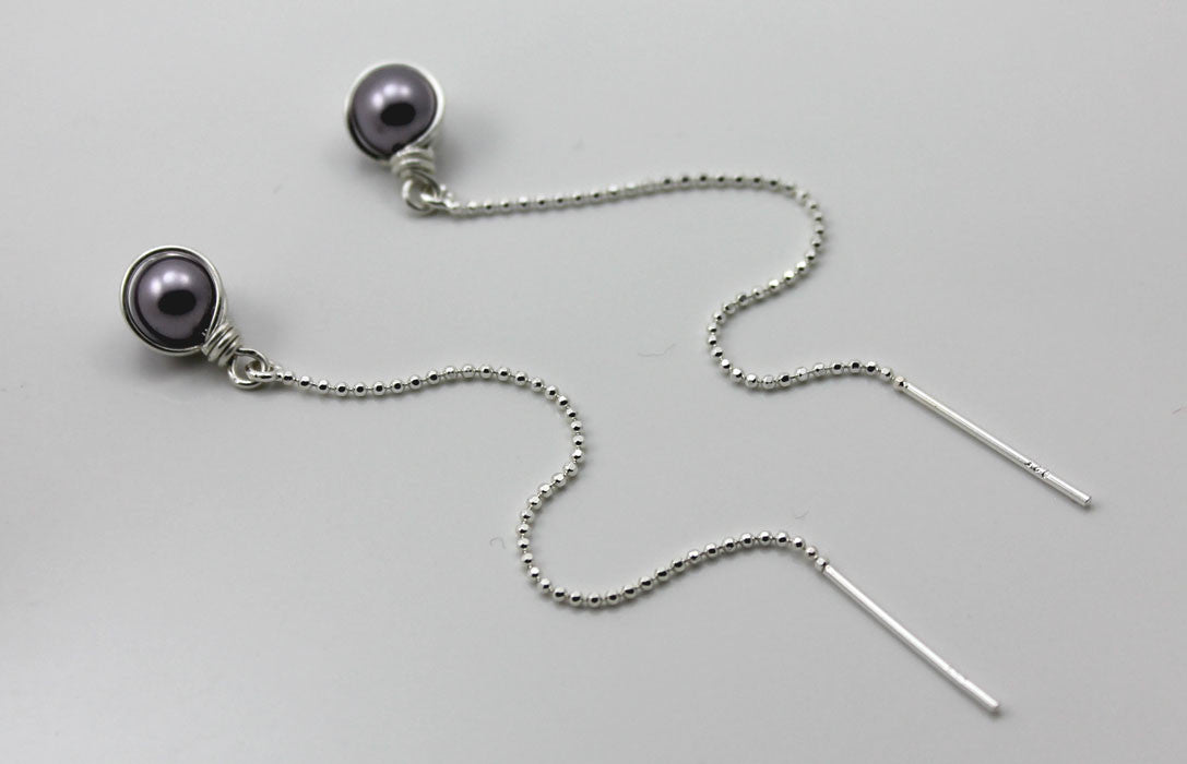 threader earrings in mauve