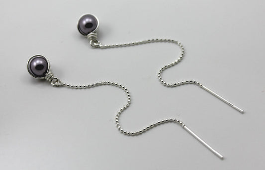 threader earrings in mauve