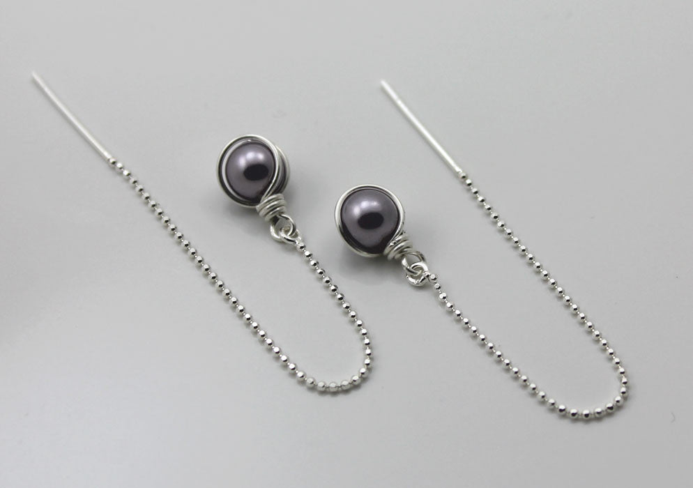 threader earrings in mauve