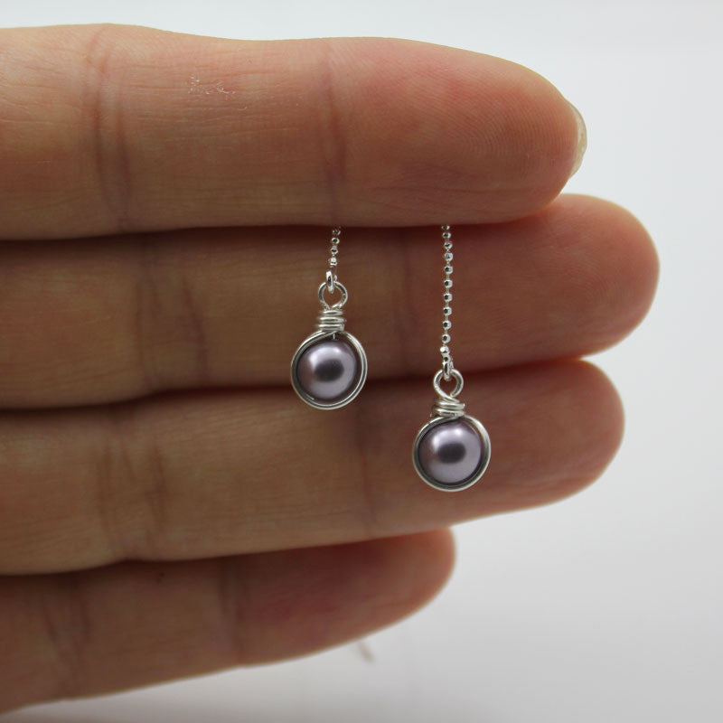 threader earrings in mauve