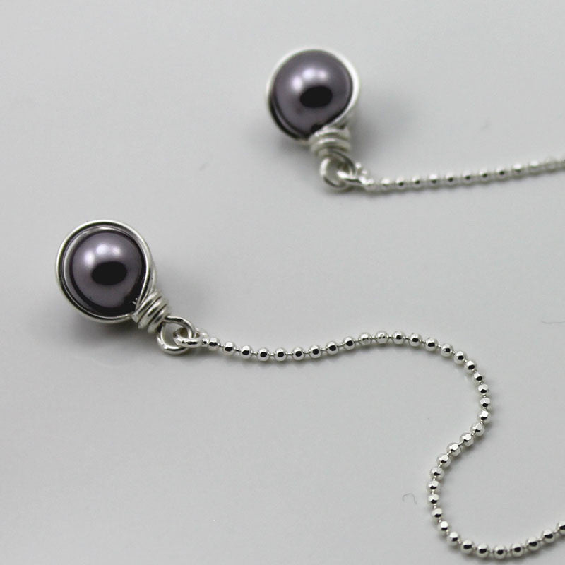 threader earrings in mauve