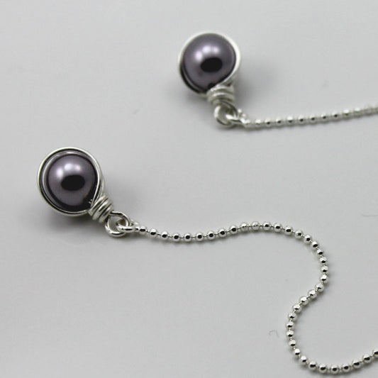 threader earrings in mauve
